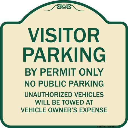 Signmission Designer Series-Visitor Parking By Permit Only No Public Parking Sign, 18" x 18", TG-1818-9871 A-DES-TG-1818-9871